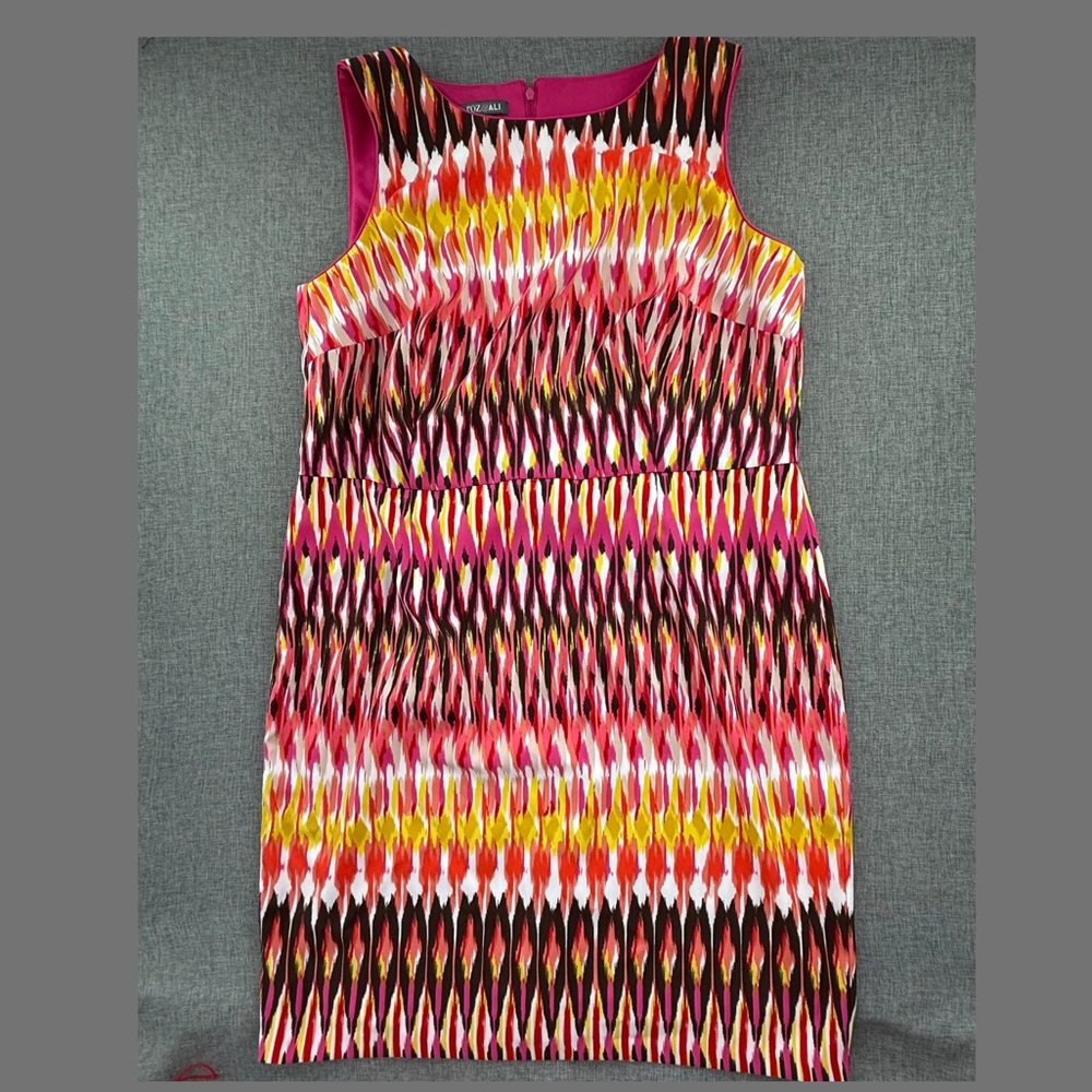 Roz & Ali Sheath Dress Plus 18W Sleeveless Knee Length Multicolor Zipper Closure